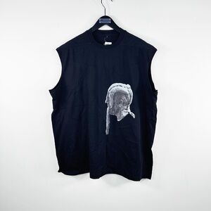 Rick Owens Black Sleeveless Printed T-Shirt